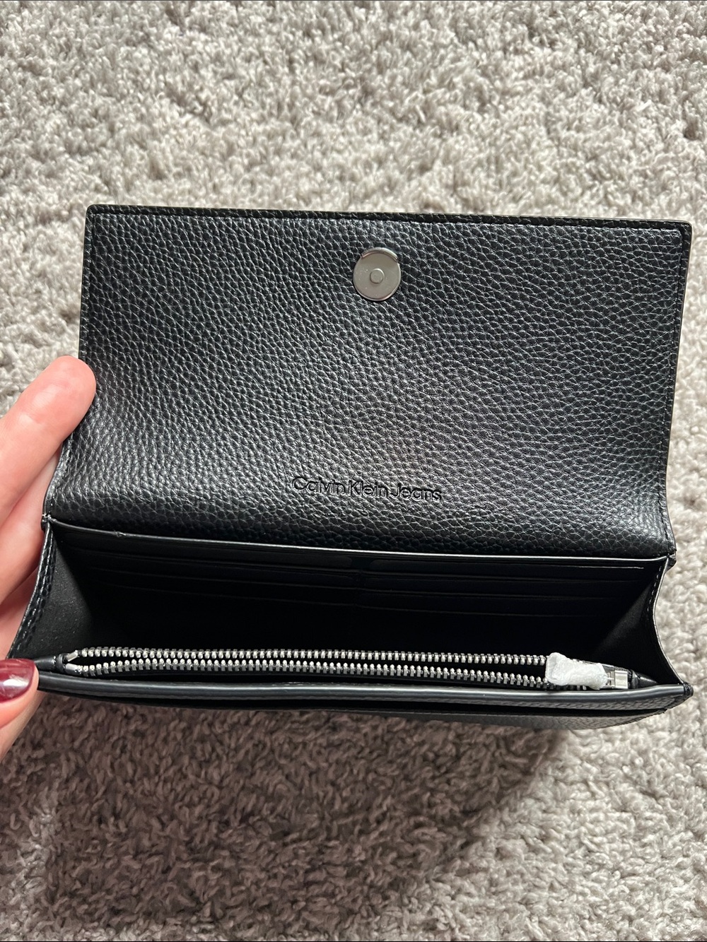 Calvin Klein Black Pebbled Leather Flap Wallet - Picture 5 of 8